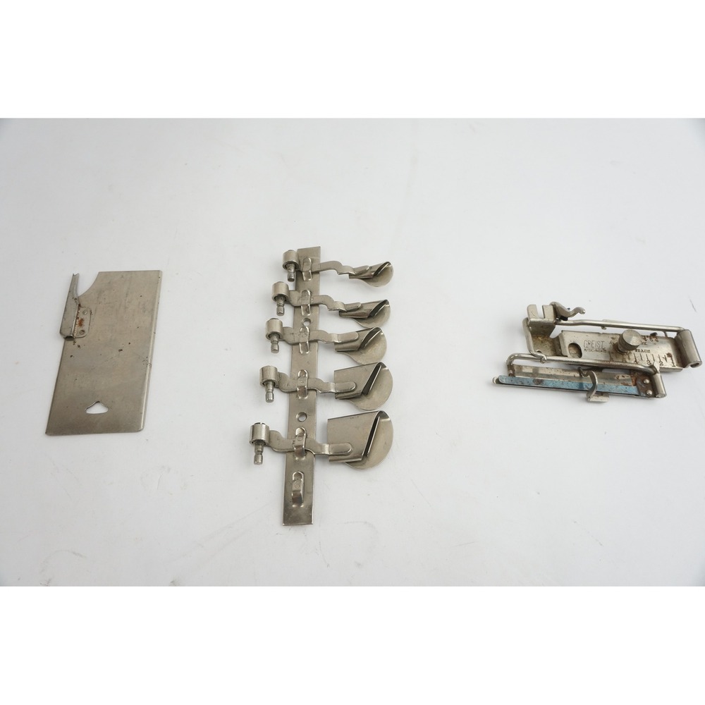 Singer Greist Sewing‎ Machine Puzzle Box Attachments Set Silver 1800s